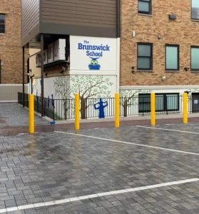 The Brunswick School building with exterior masonry cladding and mural in East Brunswick, NJ by CMB Stucco