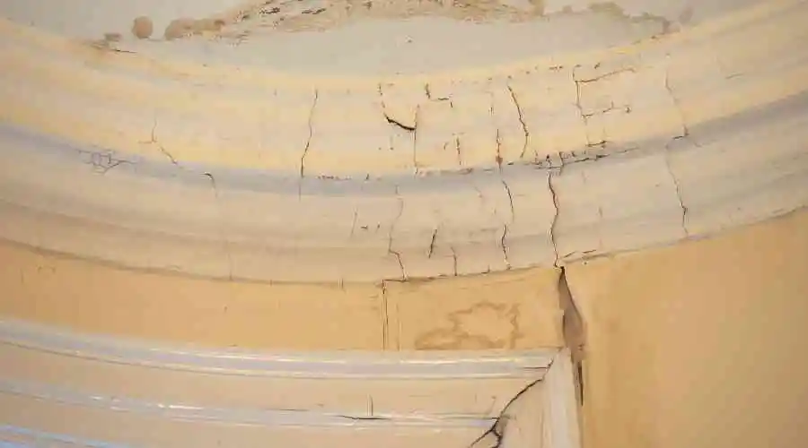 What does stucco moisture damage look like?